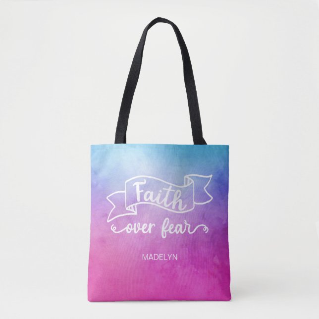 Tote Bag Foi contre la peur Aquarelle moderne Inspiration (Devant)