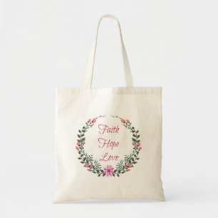Tote Bag Foi Espoir Amour   Floral