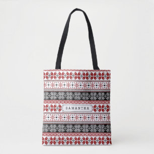 Tote Bag Foire d'hiver rouge et noir Motif de l'île