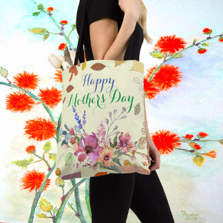 Tote Bag Foliage de verdure botanique Joyeuse Fête des mère
