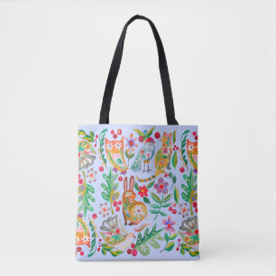 Tote Bag Folk Art Floral Animal Friends personnalisable