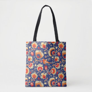 Tote Bag 💛 🧡 💙 Folklore motif aux fleurs jaunes 002