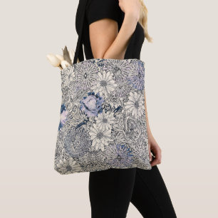 Tote Bag Fond floral abstrait élégant vintage