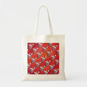 Tote Bag Football à Santa Hat sur Rouge