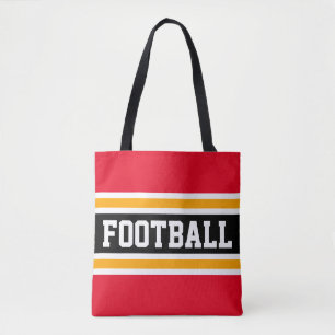 Tote Bag FOOTBALL Athlète Rouge clair Noir Jaune rayures
