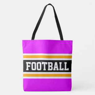 Tote Bag FOOTBALL Athlétique Rose Clair Noir Orange Rayures