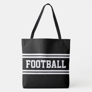 Tote Bag FOOTBALL Cool Athletic Noir Blanc Rayures de Cours