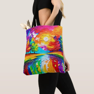 Tote Bag Forêt arc-en-ciel Coucher de soleil Rêves