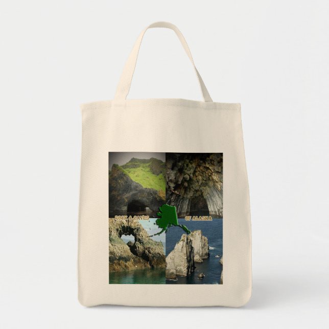 Tote Bag Formations et grottes rocheuses en Alaska Collage (Devant)