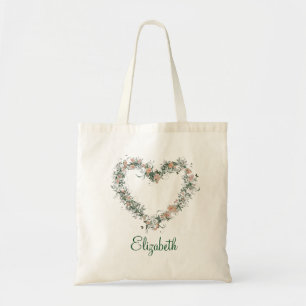 Tote Bag Forme cardiaque du floral torse Personnalisé