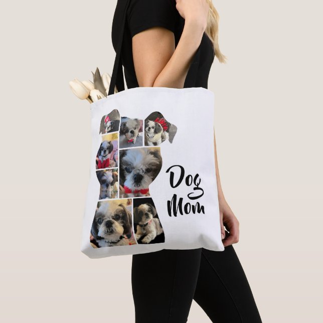 Tote Bag Forme de chien personnalisée Photo Collage Cadeau (De près)