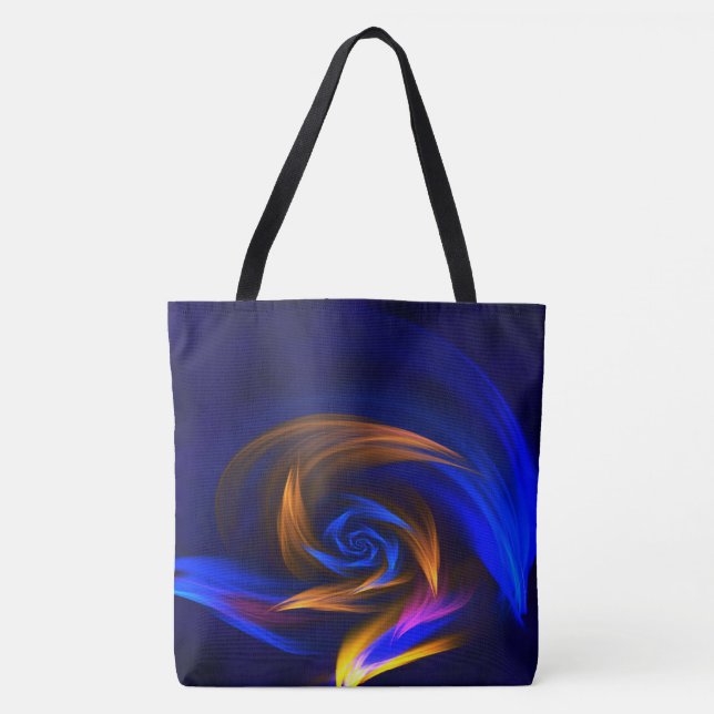 Tote Bag Forme de tourbillon Abstrait Bleu orange (Devant)