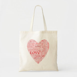 Tote Bag Forme du coeur significations d'amour Rouge blanc