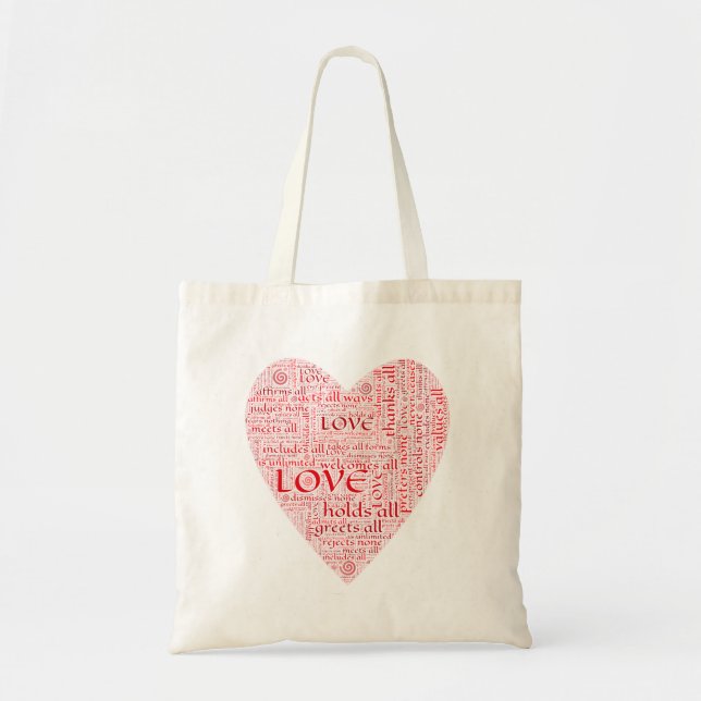 Tote Bag Forme du coeur significations d'amour Rouge blanc (Devant)