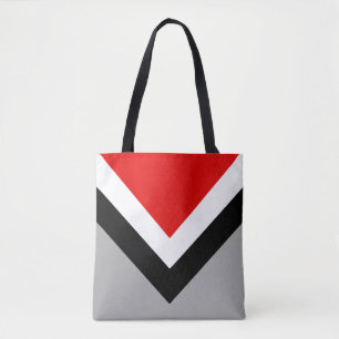 Tote Bag Forme géométrique moderne en noir gris rouge et bl