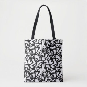Tote Bag Formes Abstraites 180318 - Blanc sur noir