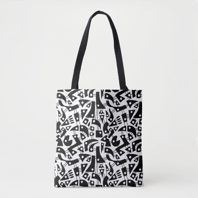 Tote Bag Formes Abstraites 180318 - Noir sur blanc (Devant)