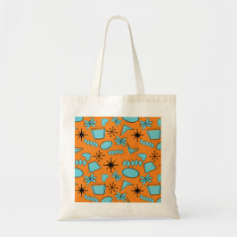 Tote Bag Formes atomiques MCM Turquoise sur orange