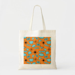 Tote Bag Formes atomiques MCM Turquoise sur orange