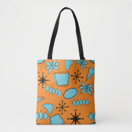 Tote Bag Formes atomiques MCM Turquoise sur orange