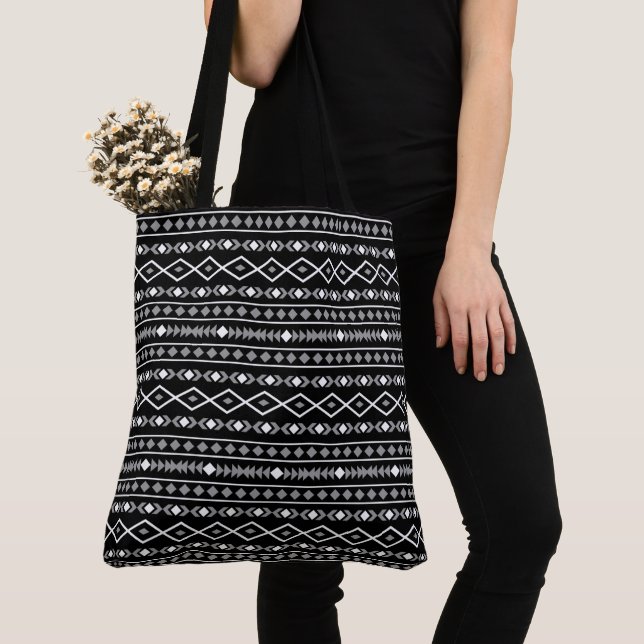 Tote Bag Formes Aztec Motif gris noir (De près)