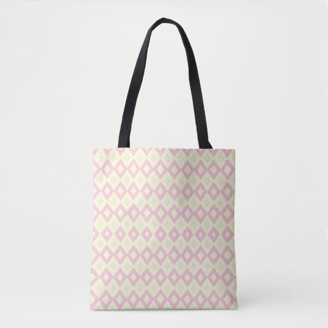 Tote Bag Formes de diamant rose et blanc sur (Devant)