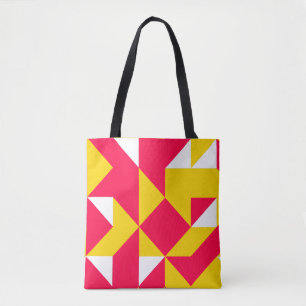 Tote Bag Formes de Motif géométrique rouge et jaune