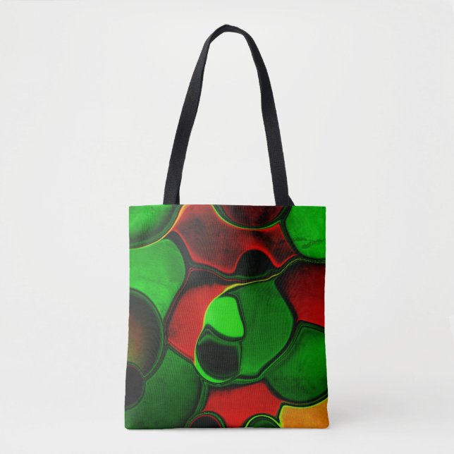 Tote Bag Formes déformées et étranges, couleurs rouge et ve (Devant)