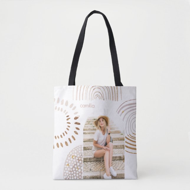Tote Bag Formes et nom Boho avec Arche Photo (Devant)