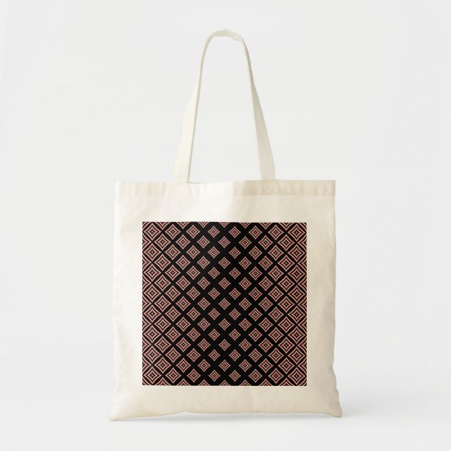 Tote Bag Formes géométriques rose or Arrière - plan noir (Devant)