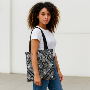 Tote Bag Formes modernes d'art Abstrait noir et blanc