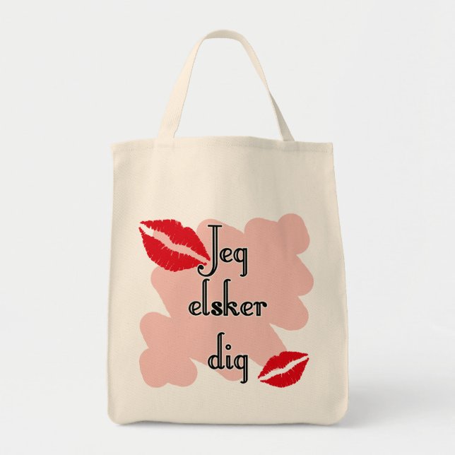 Tote Bag Fouille d'elsker de Jeg - le danois - je t'aime (Devant)