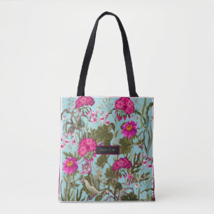 Tote Bag Foulard design avec géraniums et fleurs sauvages.