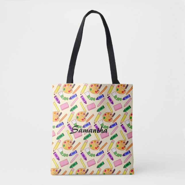 Tote Bag Fournitures d'art coloré (Devant)
