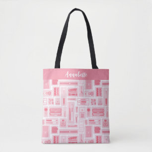 Tote Bag Fournitures d'art lunaire Motif rose