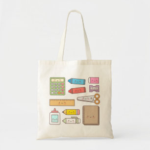 Tote Bag Fournitures de rentrée scolaire pour enfants kawai
