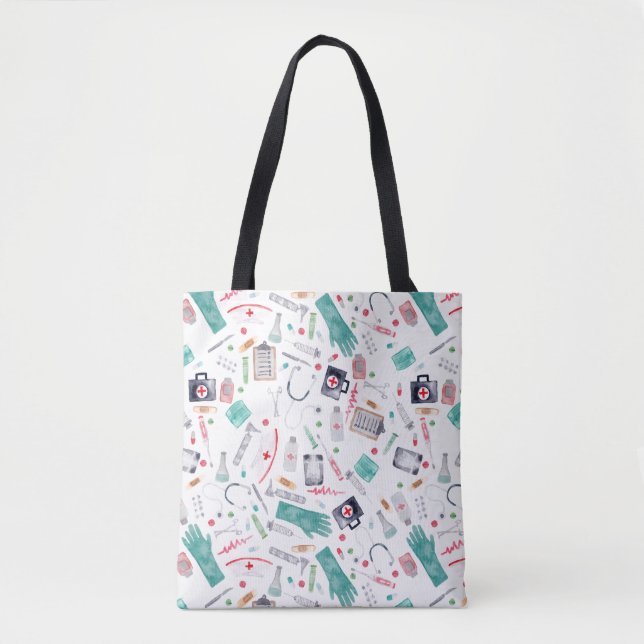 Tote Bag Fournitures Médicales en aquarelle (Devant)