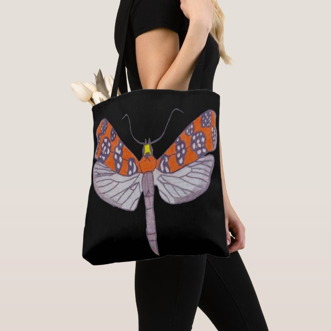 Tote Bag Fourre-tout - Ailanthus Moth (noir) (De près)