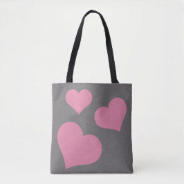 Tote Bag Fourre-tout au coeur rose