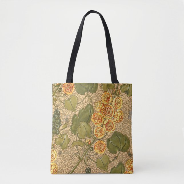 Tote Bag Fourre-tout aux fleurs jaunes antiques (Devant)