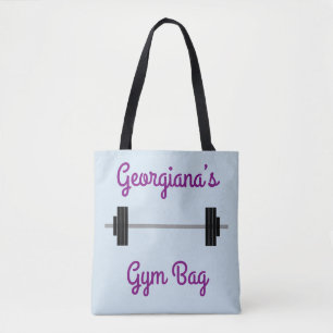 Tote Bag Fourre-tout avec l'haltère + Nom personnalisé +