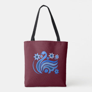 Tote Bag Fourre-tout avec l'oiseau créatif avec la fleur