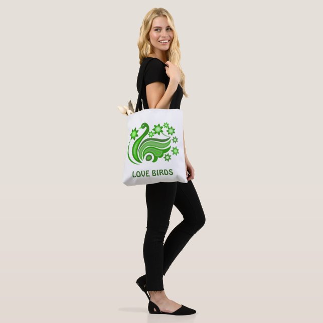 Tote Bag Fourre-tout avec l'oiseau créatif avec la fleur (Sur le modèle)
