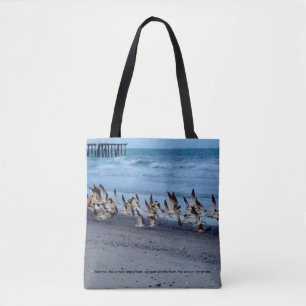 Tote Bag Fourre-tout avec photo d'oiseaux, skimmers noirs