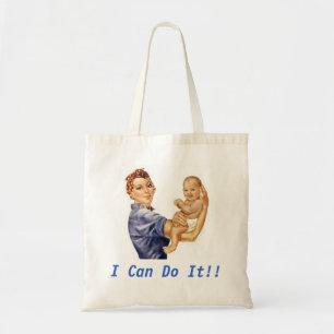 Tote Bag Fourre-tout avec Rosie et bébé, légende : Je p