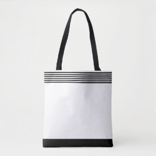 Tote Bag Fourre-tout blanche noire rayée