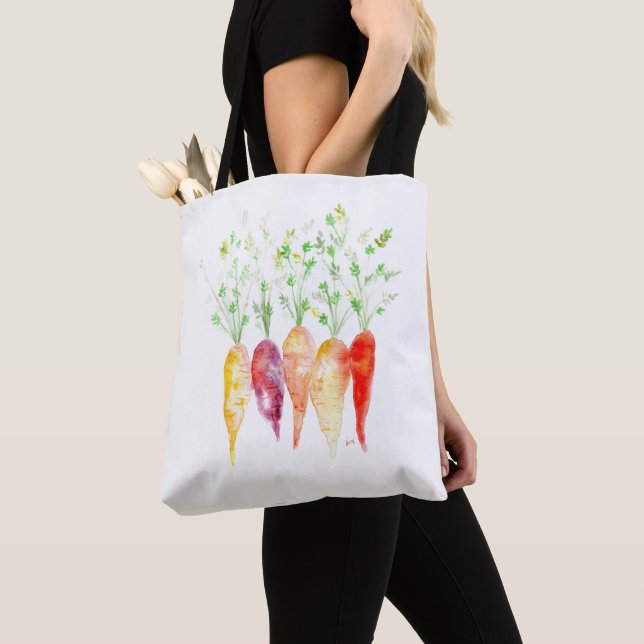 Tote Bag Fourre-tout - Carottes de l'Hirloom Aquarelle (De près)