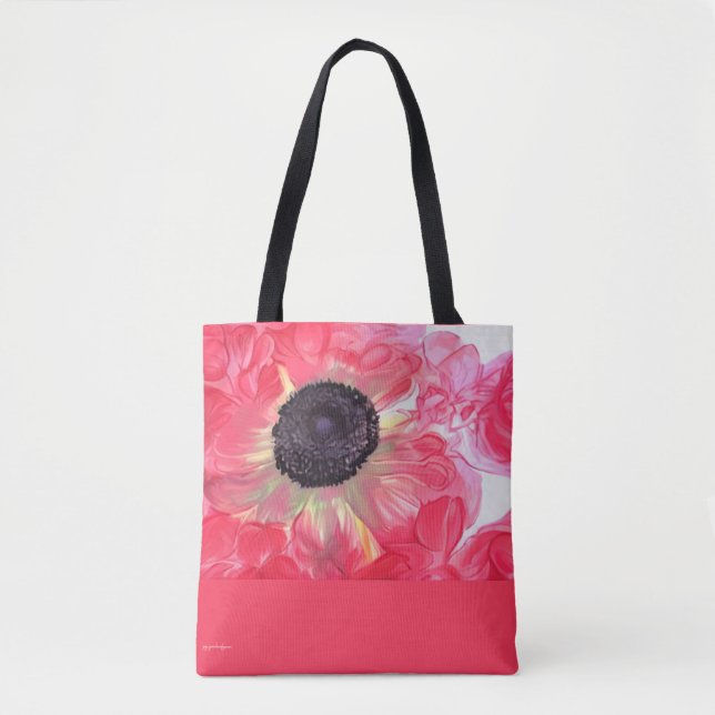 Tote Bag Fourre-tout d'anémones de couleur rose (Devant)