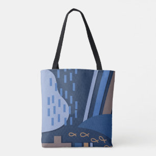 Tote Bag Fourre-tout de géométrie bleue profonde