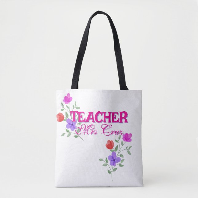 Tote Bag Fourre-tout de l'enseignant avec nom personnalisé (Devant)
